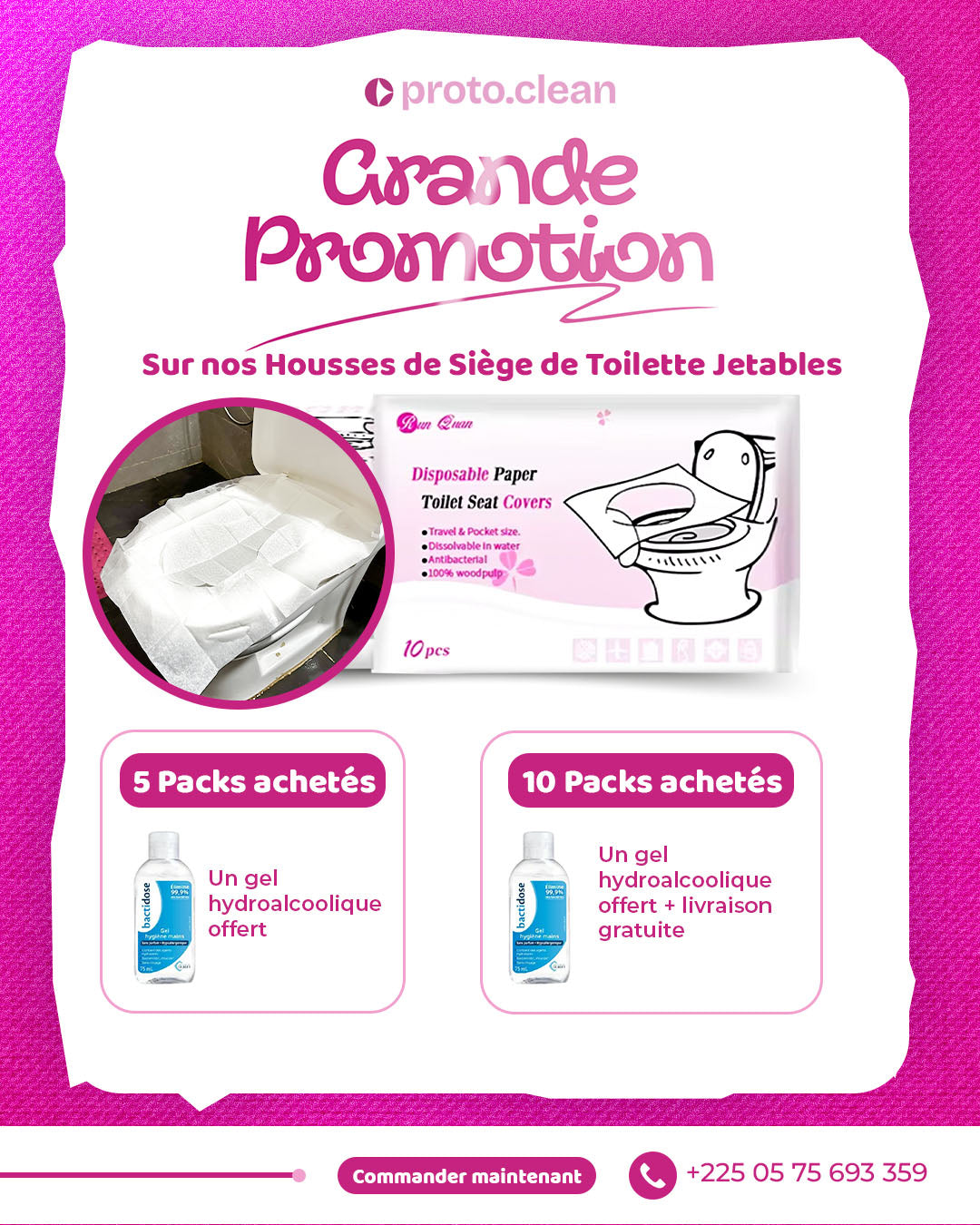 Housse toilette publique protection germes bactéries ProtoClean CI